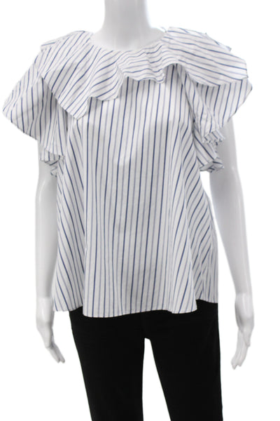 Ulla Johnson Women Sleeveless Striped Cotton Round Neck Blouse Button Size 6