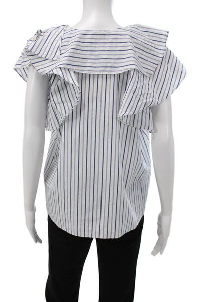 Ulla Johnson Women Sleeveless Striped Cotton Round Neck Blouse Button Size 6