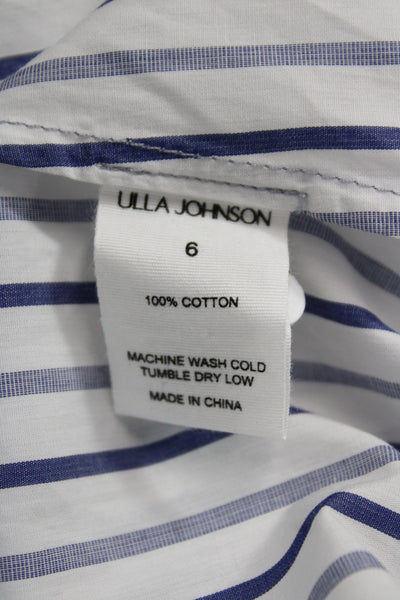 Ulla Johnson Women Sleeveless Striped Cotton Round Neck Blouse Button Size 6