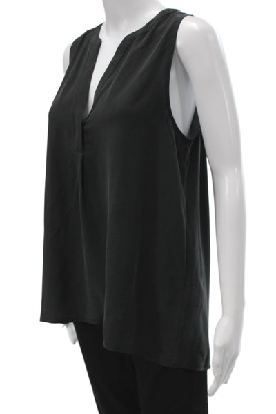 Joie Women Silk V-Neck Sleeveless Basic Blouse Black Size M