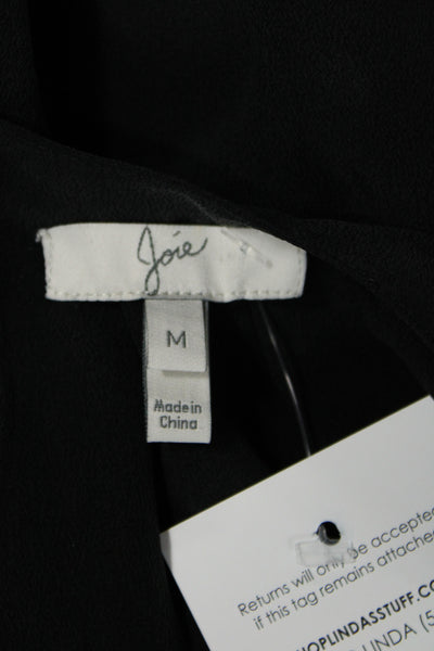 Joie Women Silk V-Neck Sleeveless Basic Blouse Black Size M