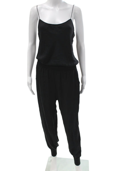 Theory Women Black Silk Scoop Neck Sleeveless Jumpsuit Pullover Size M