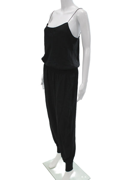 Theory Women Black Silk Scoop Neck Sleeveless Jumpsuit Pullover Size M