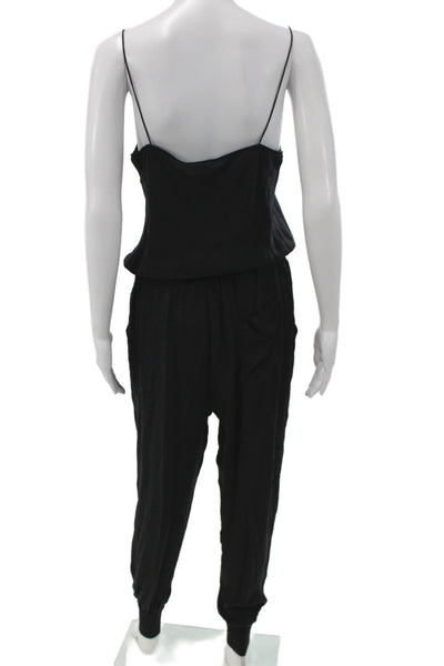 Theory Women Black Silk Scoop Neck Sleeveless Jumpsuit Pullover Size M