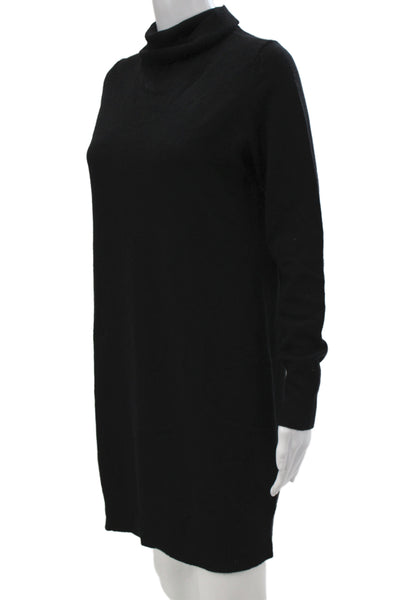 Theory Women Black Cashmere Turtleneck Sweater Dress Long Sleeve Mini Size M