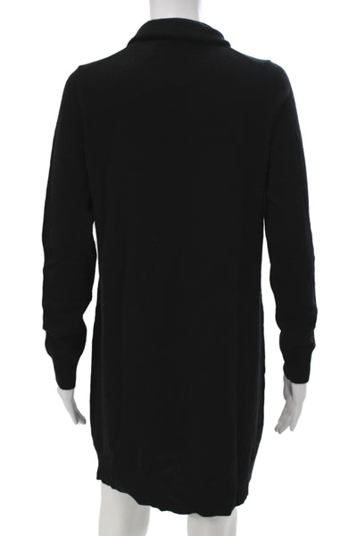 Theory Women Black Cashmere Turtleneck Sweater Dress Long Sleeve Mini Size M