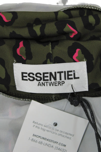Essentiel Antwerp Womens Green Leopard Turtleneck Long Sleeve Top Size 2