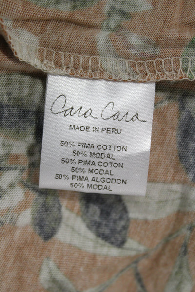 Cara Cara Women Turtleneck Floral Pima Cotton Long Sleeve T-Shirt Size M