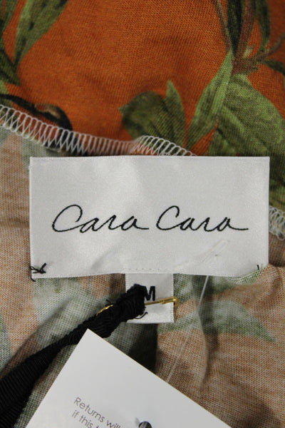 Cara Cara Women Turtleneck Floral Pima Cotton Long Sleeve T-Shirt Size M