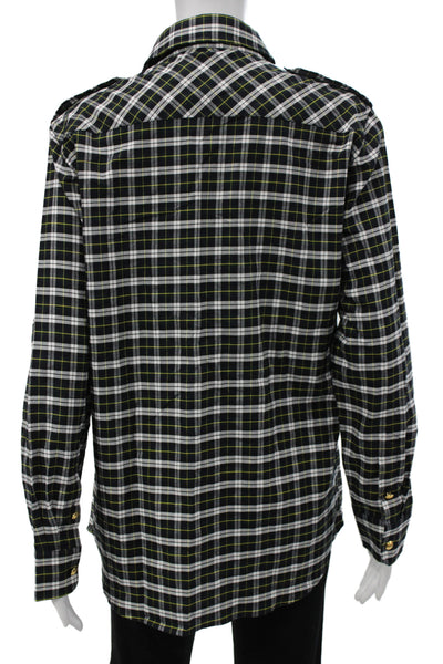 Nili Lotan Women Plaid Cotton Button-Up Long Sleeve Top Multicolor Size M