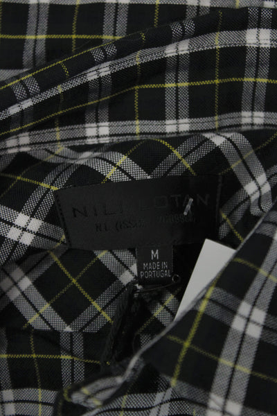 Nili Lotan Women Plaid Cotton Button-Up Long Sleeve Top Multicolor Size M