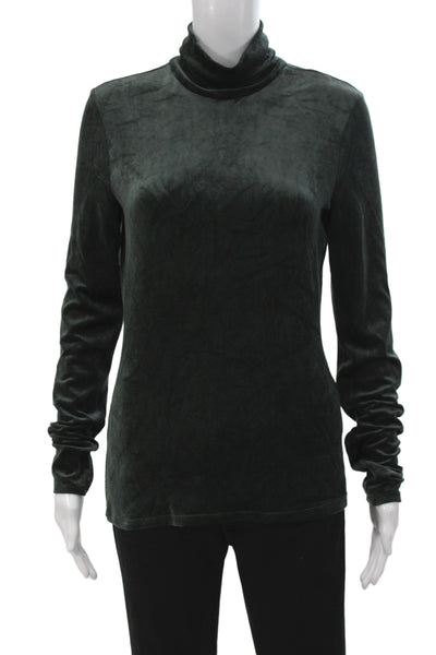 Theory Womens Viscose Turtleneck Long Sleeve Basic Blouse Green Size M
