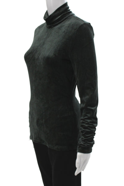 Theory Womens Viscose Turtleneck Long Sleeve Basic Blouse Green Size M