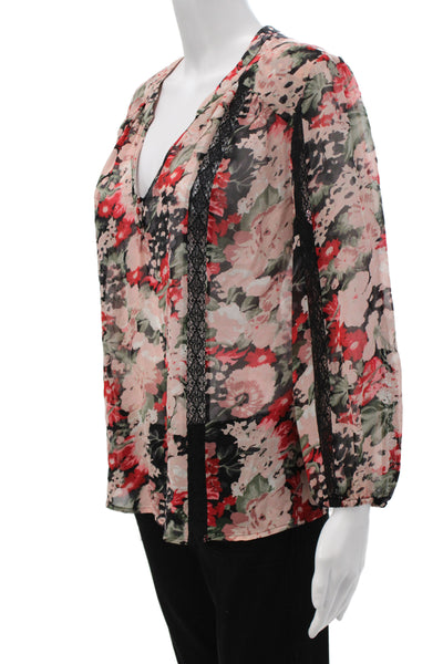 Joie Womens Multicolor Silk Floral V-Neck Long Sleeve Basic Blouse Size S