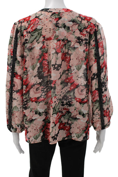Joie Womens Multicolor Silk Floral V-Neck Long Sleeve Basic Blouse Size S