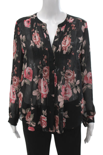 Joie Womens Silk V Neck Long Sleeve Basic Blouse Black Size S