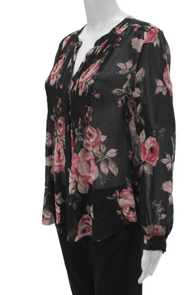 Joie Womens Silk V Neck Long Sleeve Basic Blouse Black Size S