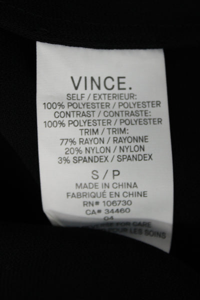 Vince Womens Basic Sleeveless Mock Neck Blouse Black Zip Polyester Size S
