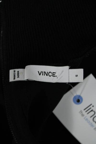 Vince Womens Basic Sleeveless Mock Neck Blouse Black Zip Polyester Size S