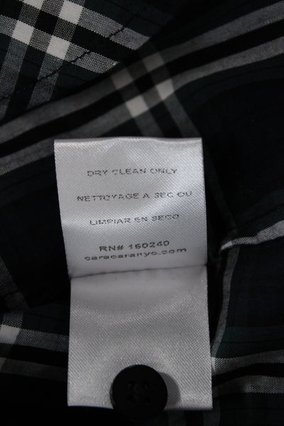 Cara Cara Women Green Plaid Collared Button Long Sleeve Cotton Blouse Size S