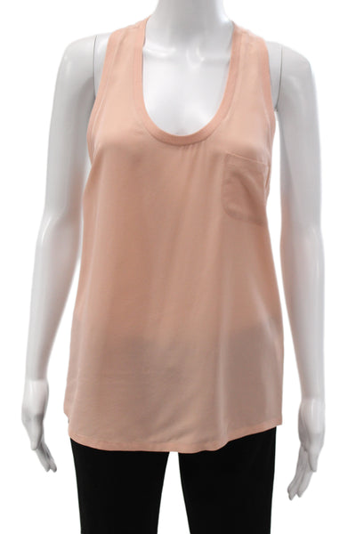 Joie Womens Silk Scoop Neck Sleeveless Tank Top Pink Size S