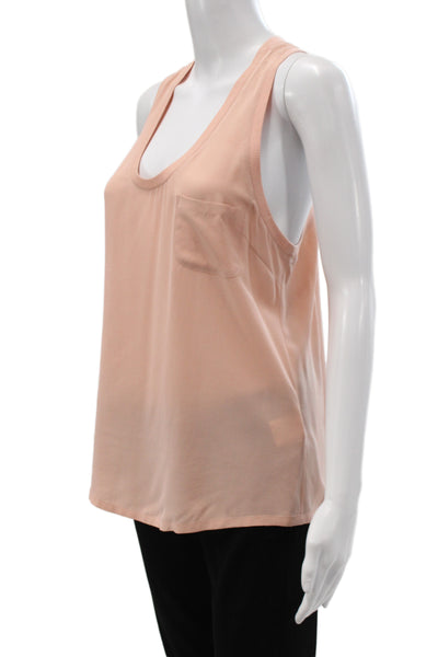 Joie Womens Silk Scoop Neck Sleeveless Tank Top Pink Size S