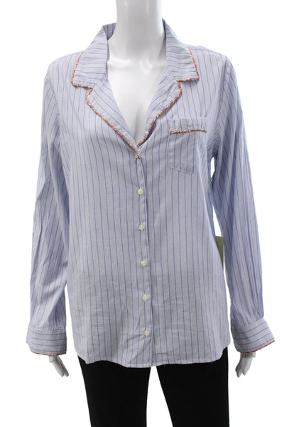 Birds of Paradis by Trovata Womens Blue Striped Pajama Top Size S