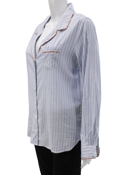 Birds of Paradis by Trovata Womens Blue Striped Pajama Top Size S