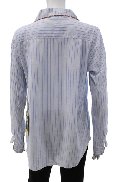 Birds of Paradis by Trovata Womens Blue Striped Pajama Top Size S