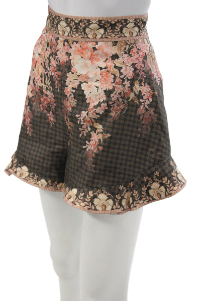 Zimmermann Womens Floral Silk Culotte Zip Multicolor Size 1