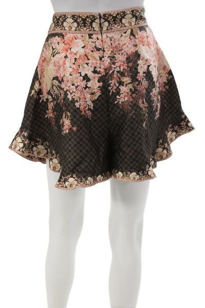 Zimmermann Womens Floral Silk Culotte Zip Multicolor Size 1
