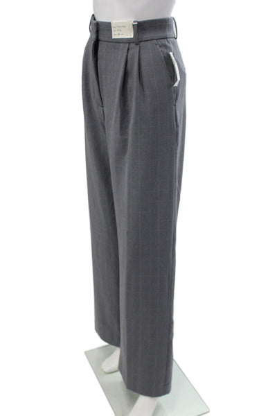 Abercrombie & Fitch Women Dress Pants Gray Plaid Polyester Zip Size 29 Tall