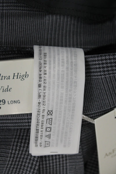 Abercrombie & Fitch Women Dress Pants Gray Plaid Polyester Zip Size 29 Tall