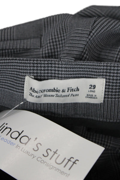 Abercrombie & Fitch Women Dress Pants Gray Plaid Polyester Zip Size 29 Tall