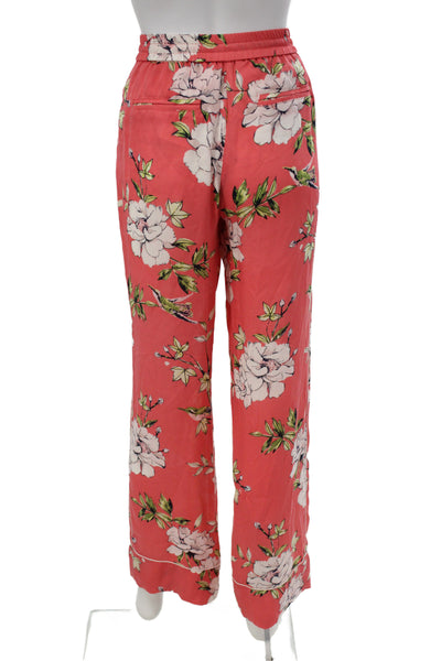 Joie Womens Ankle Silk Floral Pants Drawstring Size M