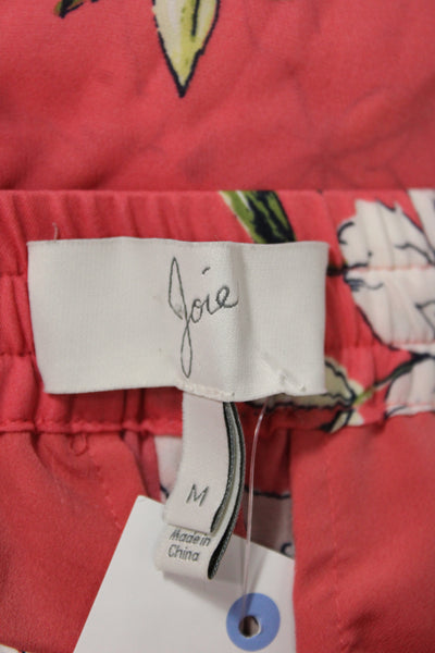 Joie Womens Ankle Silk Floral Pants Drawstring Size M