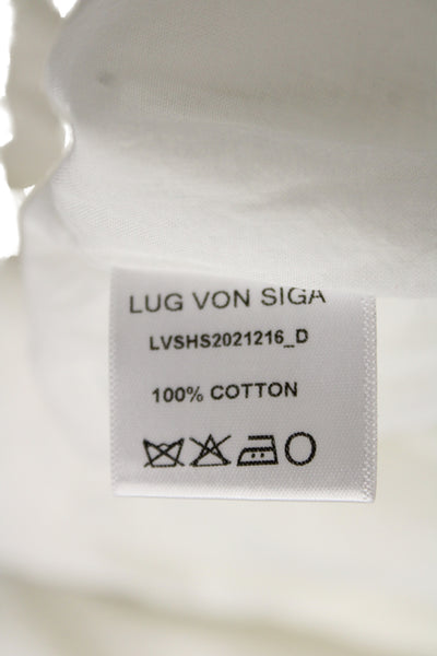 Lug Von Siga Women Sundress White Cotton Square Neck Mid-Calf Floral Size 40