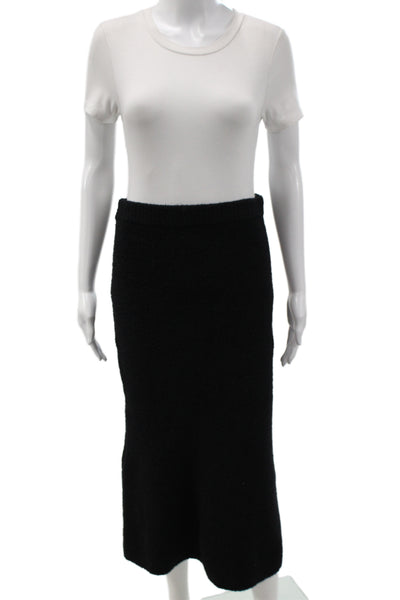 L'Agence Womens Maxi Skirt Black Nylon Pull On Classic Size M