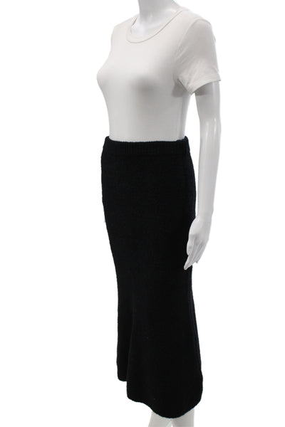 L'Agence Womens Maxi Skirt Black Nylon Pull On Classic Size M