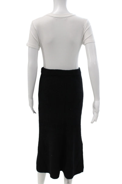 L'Agence Womens Maxi Skirt Black Nylon Pull On Classic Size M