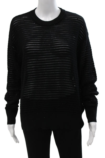 Varley Women Pullover Black Crew Neck Long Sleeve Cotton Size S