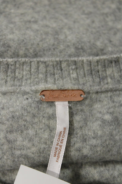 Free People Womens Gray Nylon Pullover Sweater Crew Neck Long Sleeve Size XS