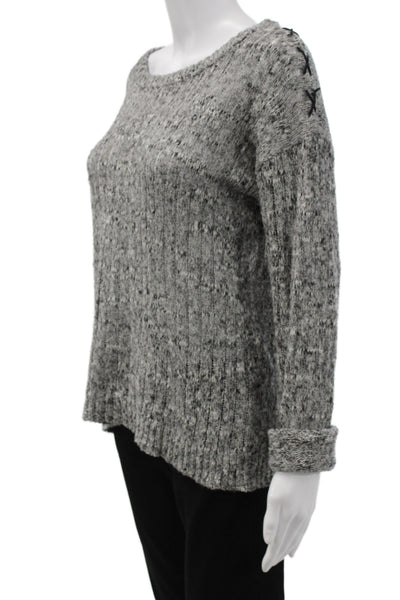 Feel The Piece Women Gray Pullover Sweater Boatneck Cotton Longsleeve Size One