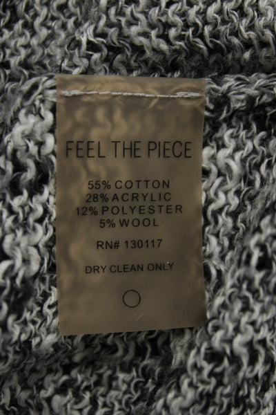 Feel The Piece Women Gray Pullover Sweater Boatneck Cotton Longsleeve Size One