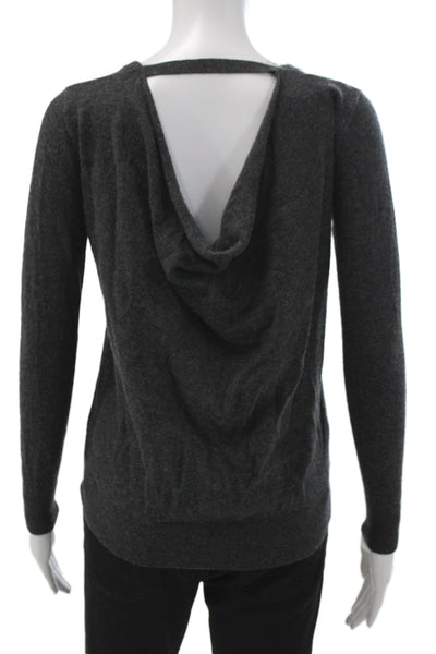 Minnie Rose Womens Cashmere V-Neck Pullover Sweater Gray Long Sleeve Size S