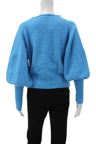 Love Token Women Cardigan V Neck Long Sleeve Blue Acrylic Size M