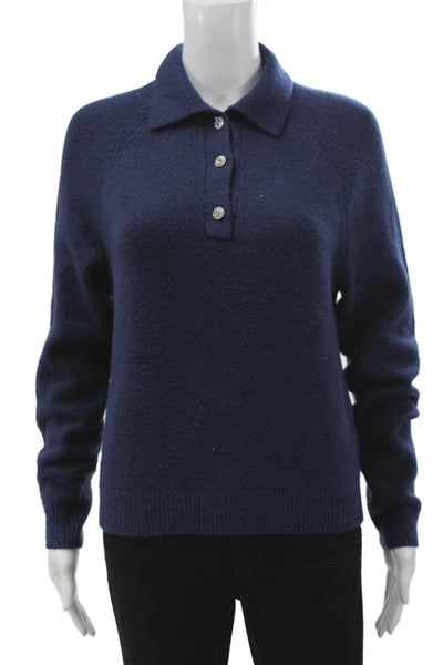 J Crew Womens Blue Acrylic Collared Pullover Sweater Fall Size S