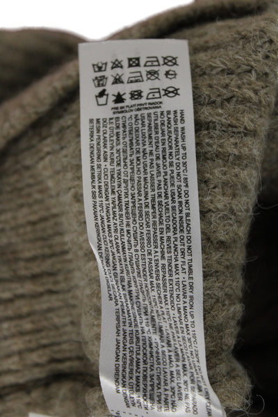MNG Womens Beige Acrylic Long Sleeve Solid Crew Neck Cardigan Size M