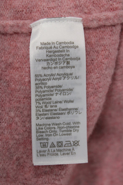 J Crew Women Pink Acrylic Pullover Sweater Crew Neck Long Sleeve Size S