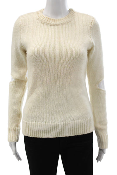 Philanthropy Womens Sweater Ivory Merino Wool Crewneck Long Sleeve Size XS